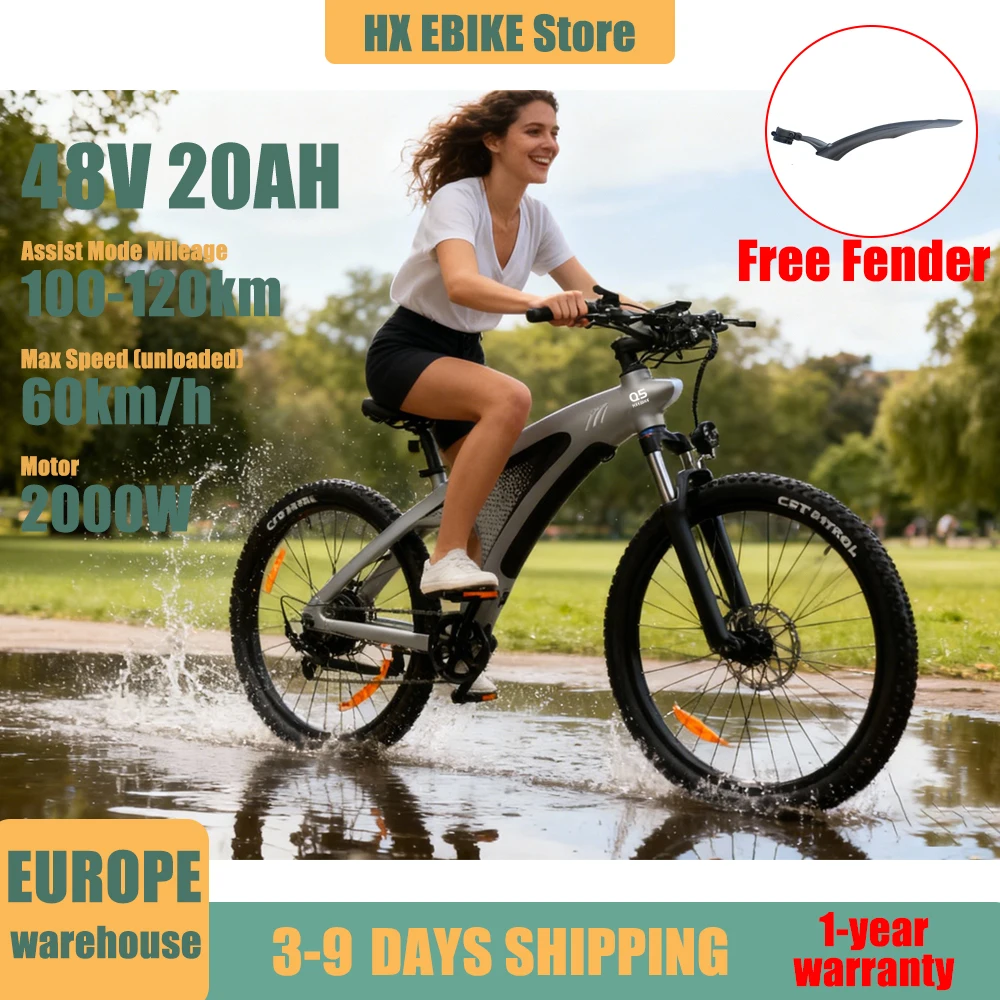 VTT électriques HX Q5 pour adultes, 2000W, 48V20AH, vélo électrique tout-terrain, vélo électrique 60 km/h, pneus tout-terrain 27,5"*2,25"