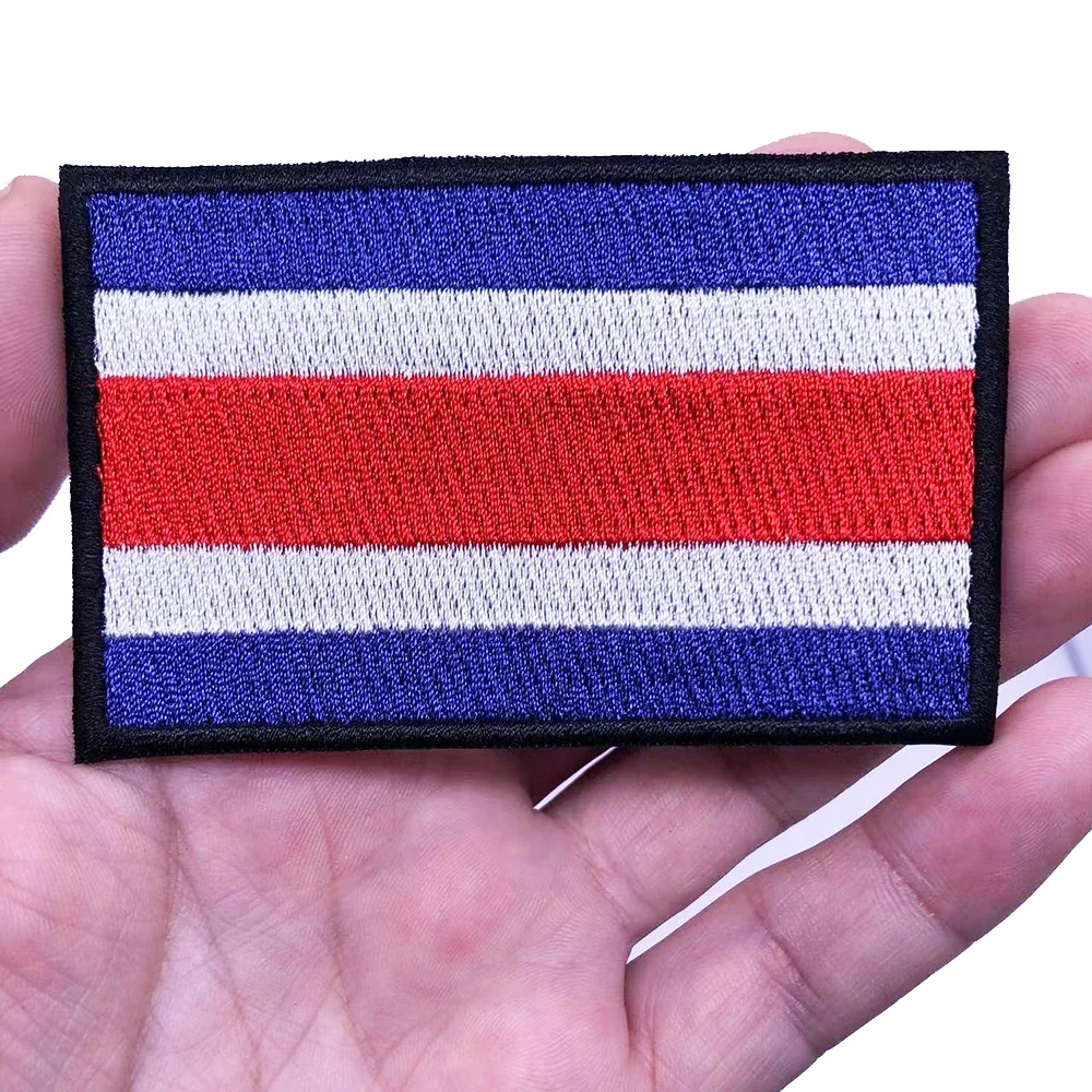 Naszywki z flagą Kostaryki Opaska na ramię Haftowana naszywka z haczykiem i pętelką Żelazko na haftowanej odznaku Wojskowy pasek — zdjęcie 2