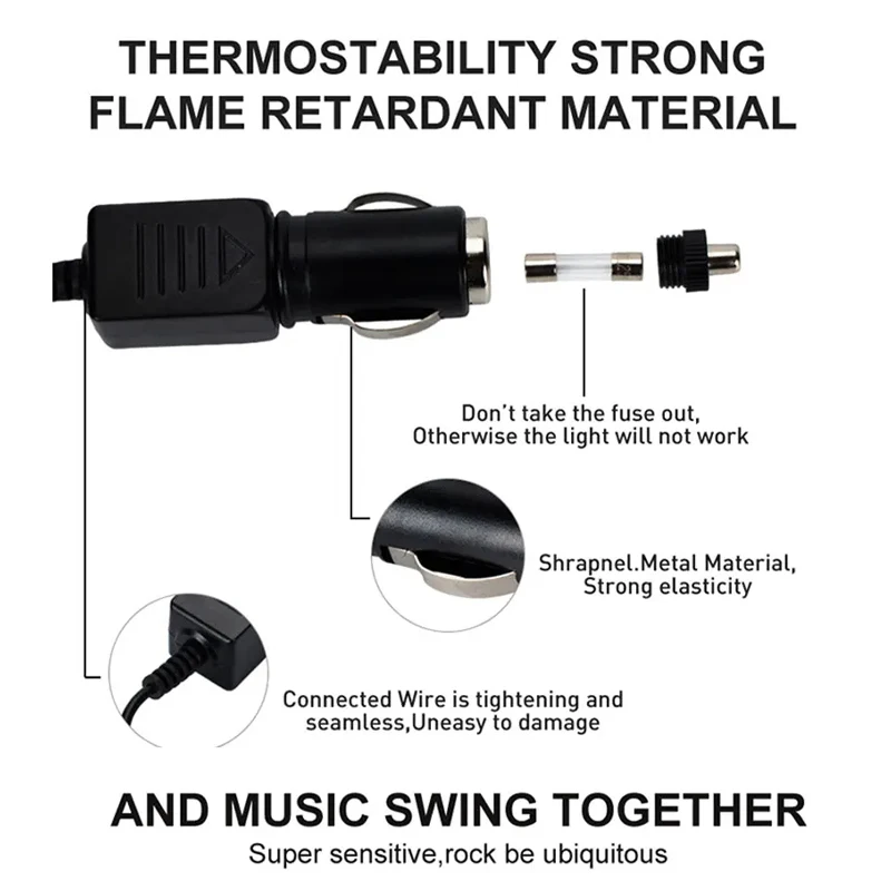 زجاج سيارة LED الصوت المنشط التعادل النيون EL ضوء الموسيقى إيقاع فلاش مصباح ملصق التصميم مع التحكم 90*25 سنتيمتر #4