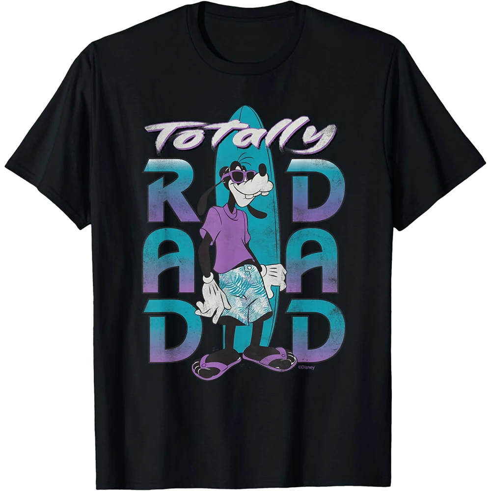 

Disney Goofy Totally Rad Dad Father's Day Surfing Distressed T-Shirt 3D Printed Short Sleeve Daily Casual Plus Size Men's Tees