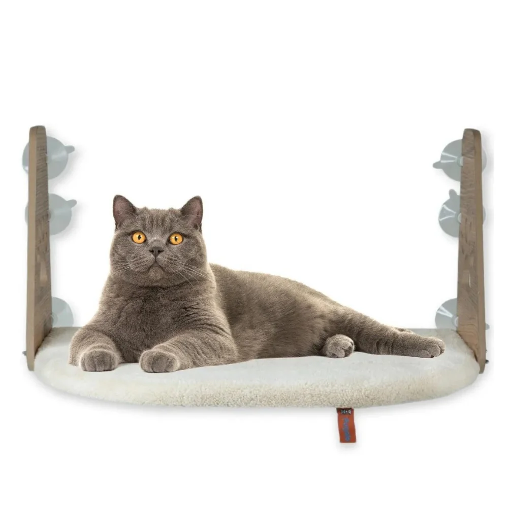 גודל גדול חדש יניקה כוס זכוכית מרפסת מיטת עץ חתול וכלב לחיות מחמד המלטת אסלת מזון צעצוע צווארון מיטת בית זכוכית מרפסת Stylis