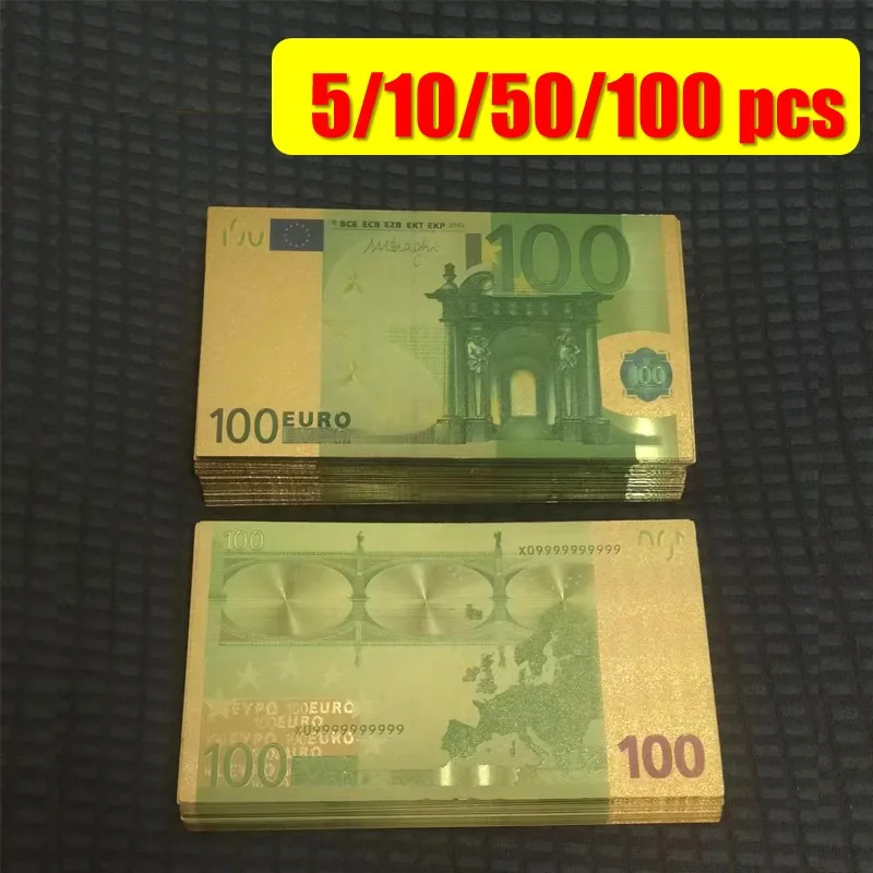 

5 ~ 100 шт., поддельные деньги, 100 евро, поддельные евро банкноты, 100 евро золотые банкноты Для Коллекции деловых подарков