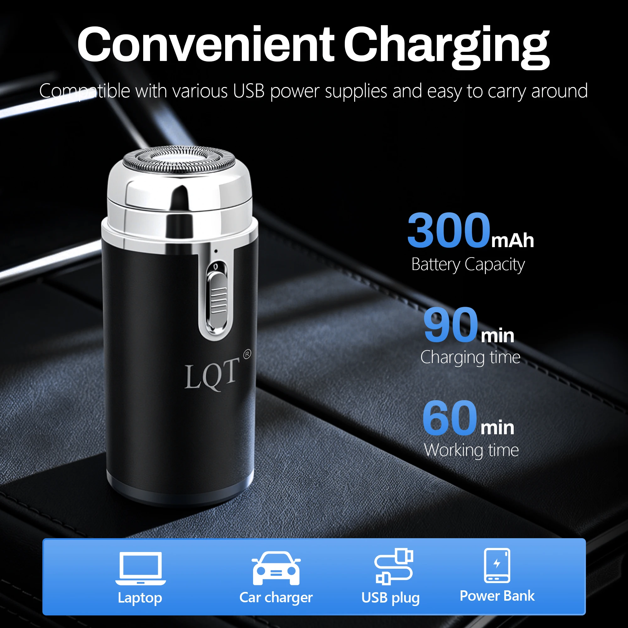 Men Electric Mini Shaver Rechargeable Type-c Charging Car Portable Led Digital Display Wet & Dry Shaver Men Women Home Razor