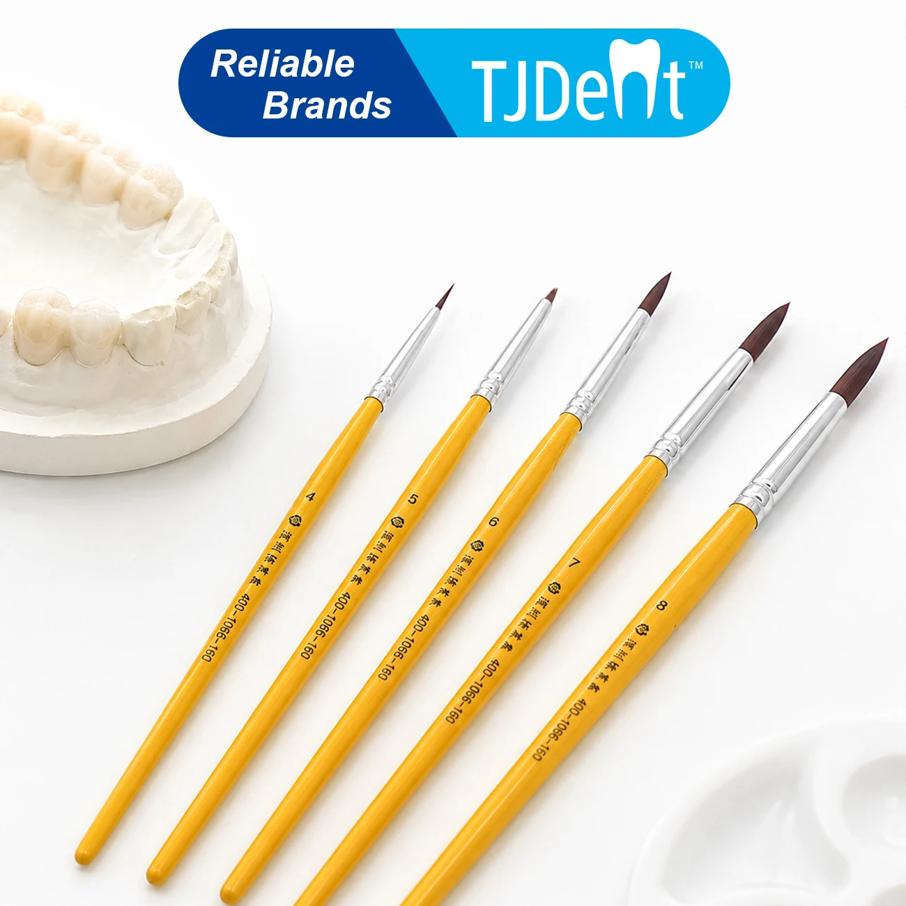 Dental Porcelain Brush Golden Yellow Wood Handle Nylon Bristles Dental Lab Glaze Brush for Ceramic Restoration Technician Tools