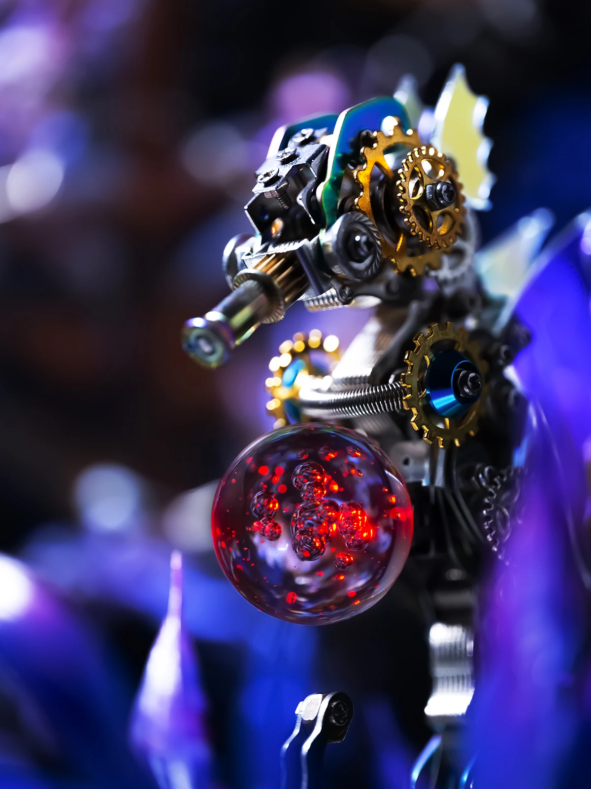 MOSTARLE Kit puzzle 3D in metallo Seahorse – Modello fai da te da 420+ pezzi con luce LED, design modulare magnetico, nessuna colla necessaria, regalo per oltre 14