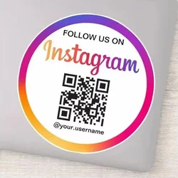 Custom Stickers Follow Us On Instagram Social Media QR Code Round Sticker For Packaging Boxes and Envelope Thank You Stickers