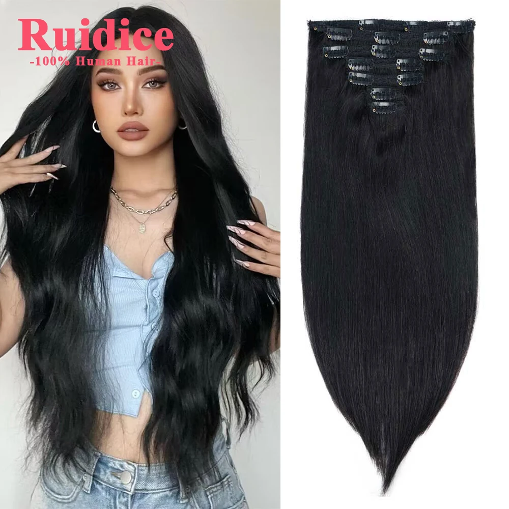 18-24 Double Drawn Clip In Human Hair Extensions Remy Hair 100% Real Natural European Human Hair Clips On 120g 7pcs Thick Ends