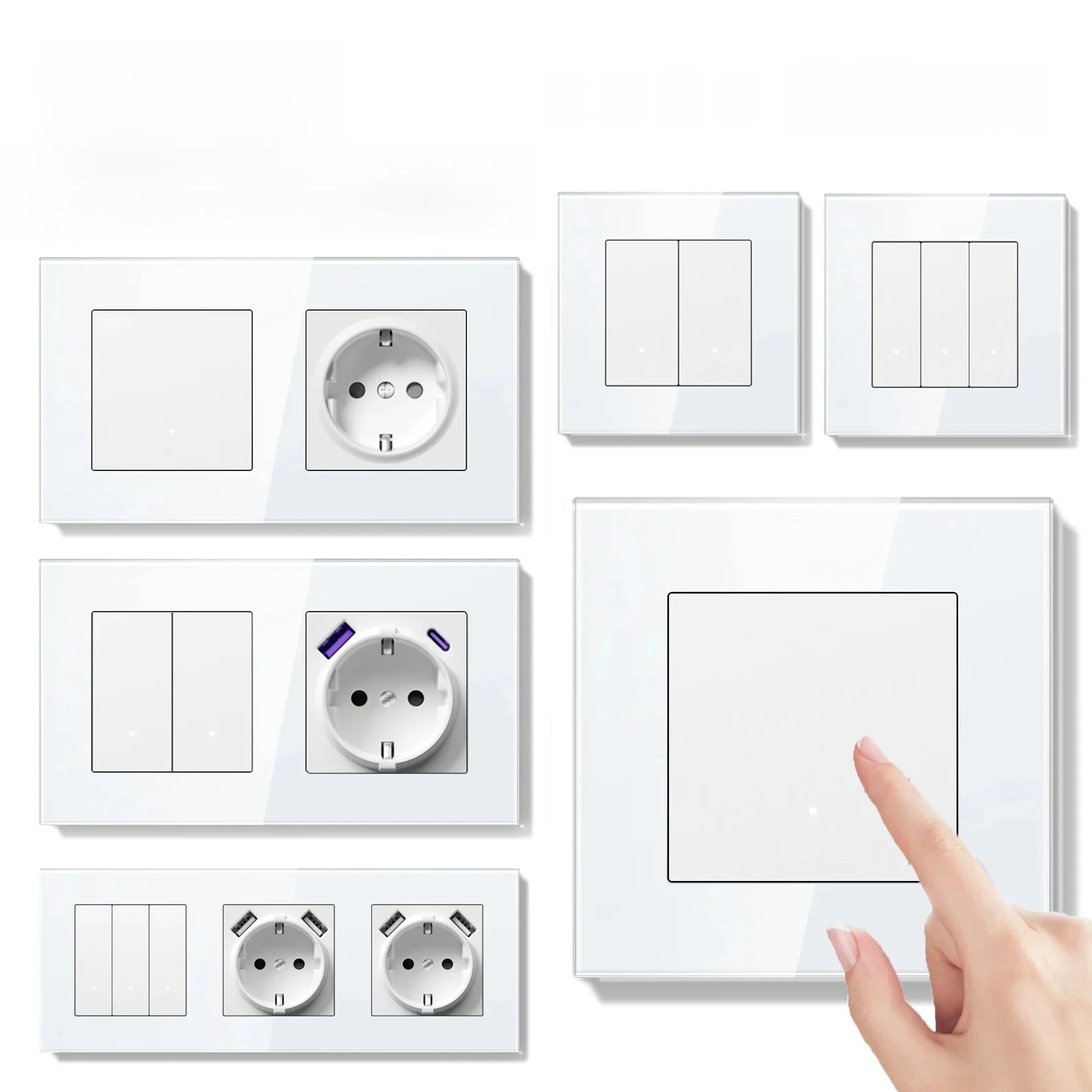 BSEED Zigbee Lichtschakelaar 1/2/3Gang 2Way Smart Click Knopschakelaar Glazen Paneel Witte LED Indicator Tuya Smart Leven Alexa Controle - afbeelding 2