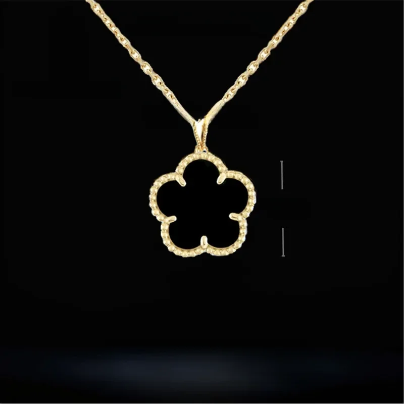 15mm echte 18 Karat Gold Klee Anhänger Halskette Frauen exquisite Geschenk Natur Achat Stein Mode