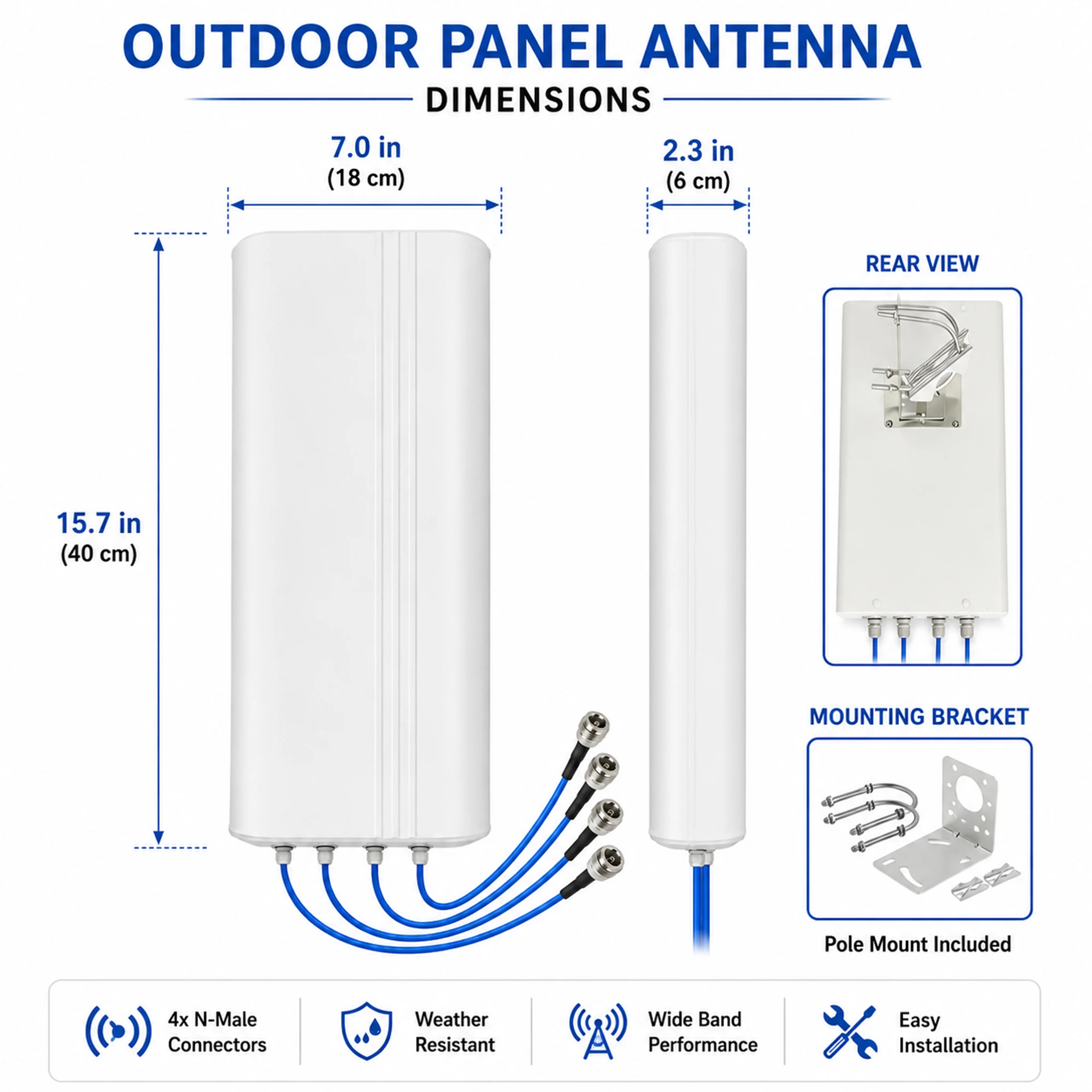 4x4 MIMO Long-Distance WiFi Antenna 5G 4G LTE UWB 698-4000MHz Compatible with AT&T Verizon T-Mobile N2/N5/N77/N66/N260