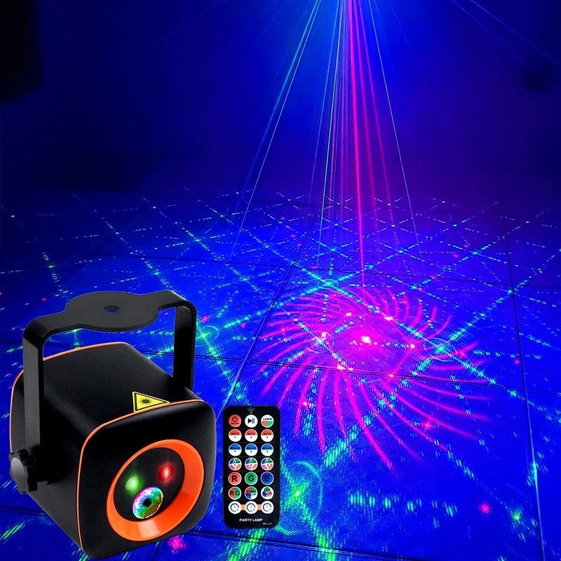 Remote Control Mini Laser Lights 60 Pattern LED Stage Lights Disco Party Voice Control Laser Christmas Projector Ballroom Lights