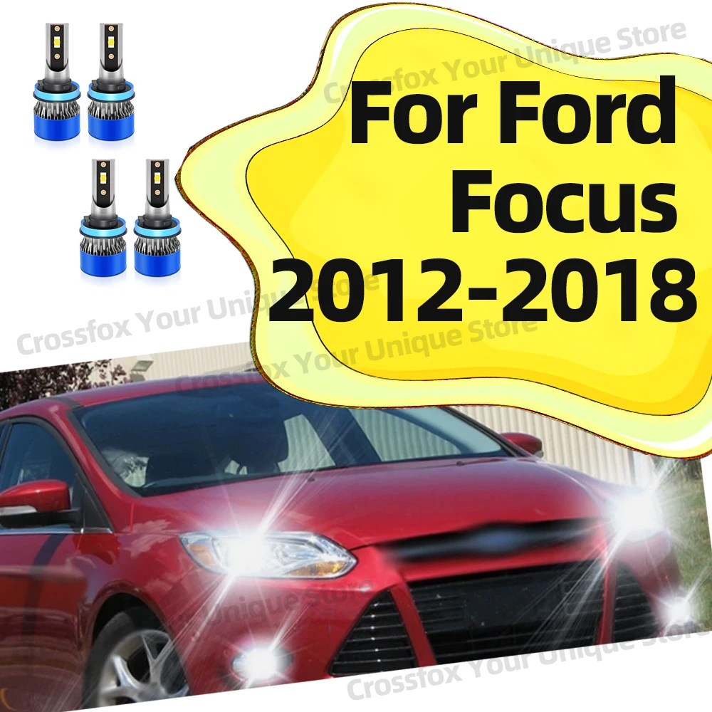 2/4x For Ford Focus 2012 2013 2014 2015 2016 2017 2018 High Low Beam LED Headlight Bulbs 20000LM 6000K White Auto Headlamps 12V