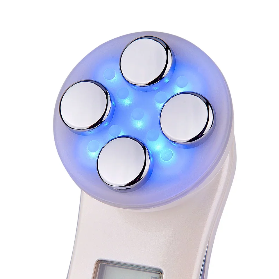 Máquina portátil da massagem da cara, levantamento da pele que firma, aperto, aperto, aperto, aperto, micro-corrente, dispositivo facial da beleza, 5 cores luzes