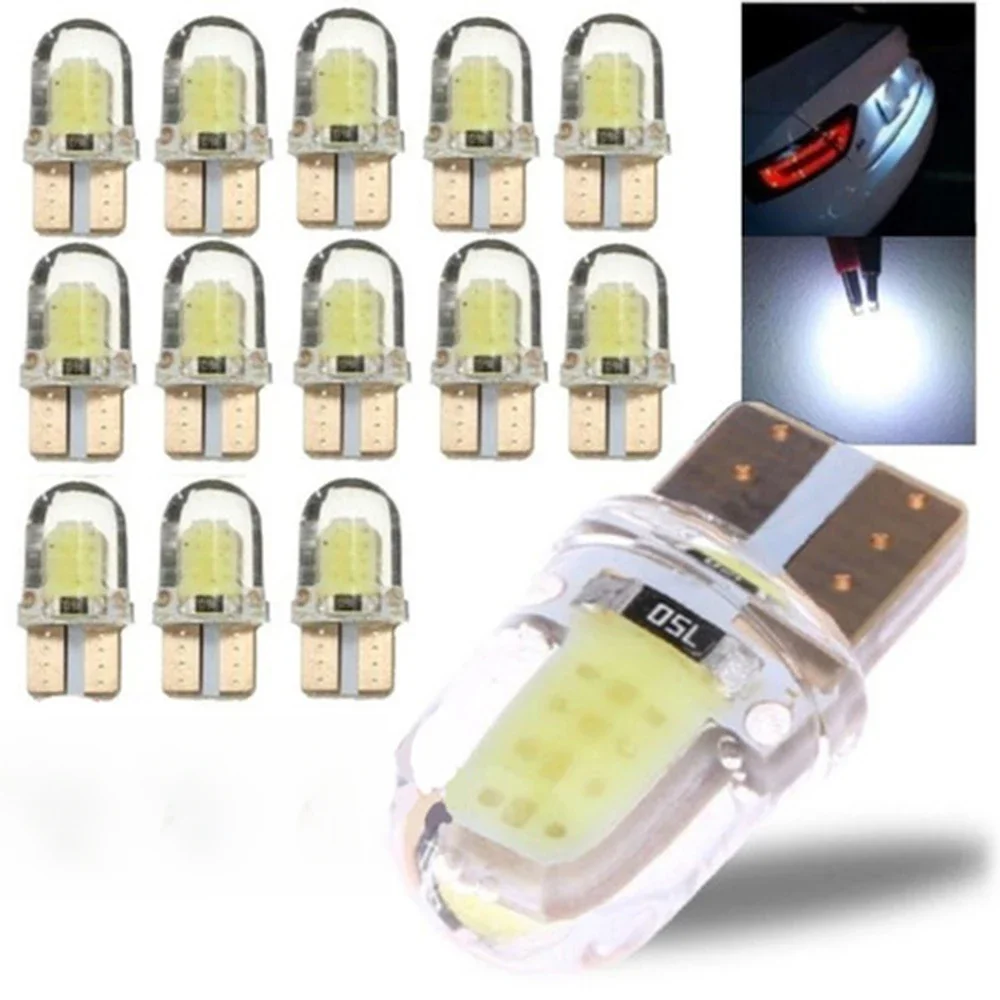 Ampoule de stationnement LED W5W T10 194 168 W5W COB 4SMD, lampe de dégagement à cale automatique, Canbus silice, ampoules d'immatriculation blanches brillantes