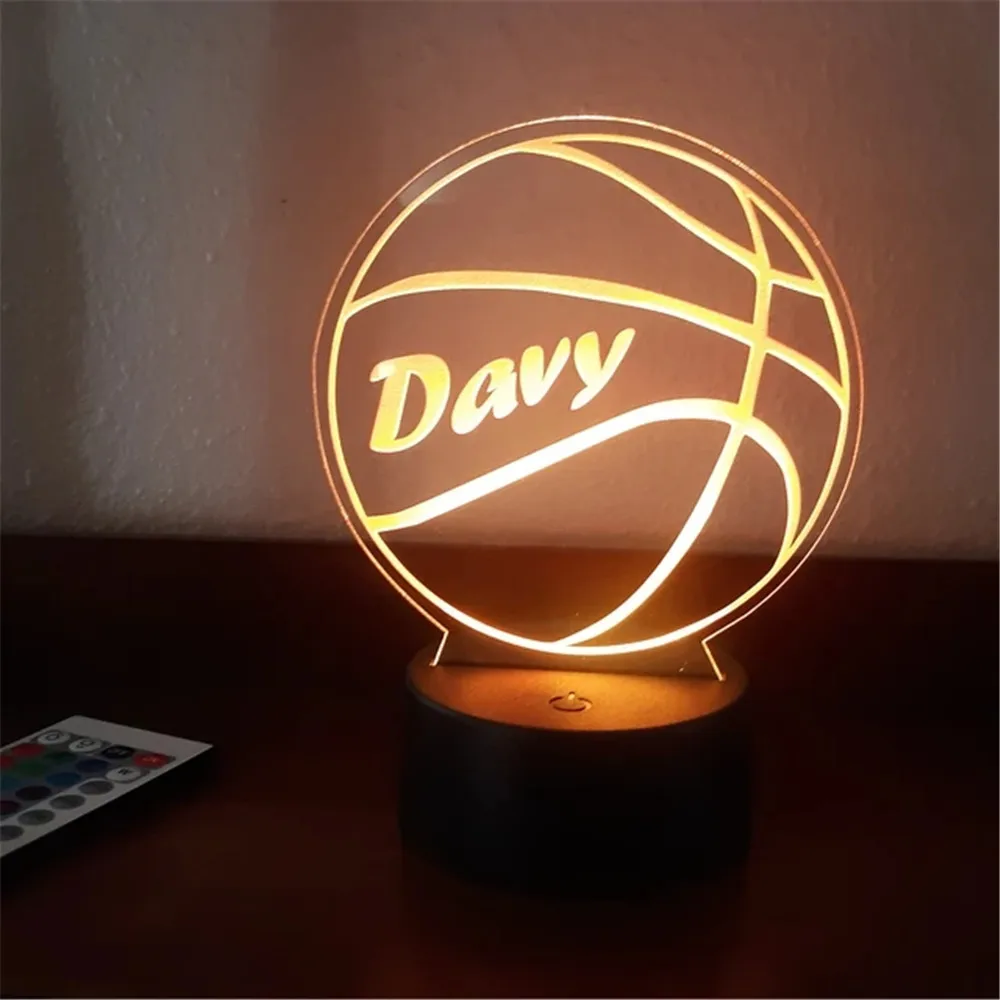 Luz LED de neón personalizada para deportes de pelota, lámpara con nombre personalizado para decoración de escritorio y mesita de noche, fútbol, béisbol, baloncesto y fútbol