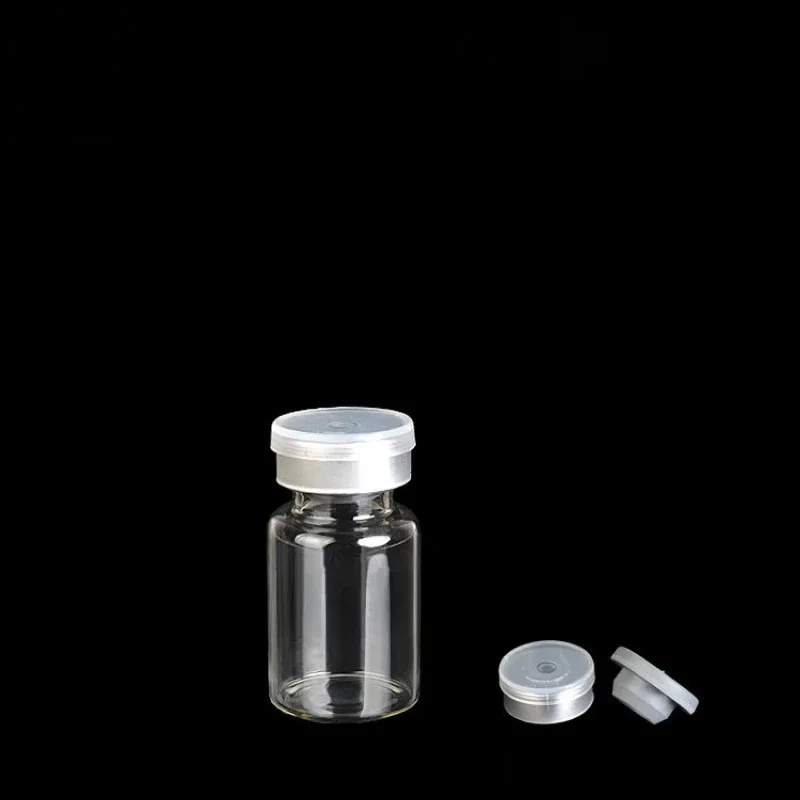 100 sztuk / partia Średnica 24 mm 10 ml Przezroczysta szklana fiolka wtryskowa z zakrętką, szklane butelki 1/3 uncji — zdjęcie 2