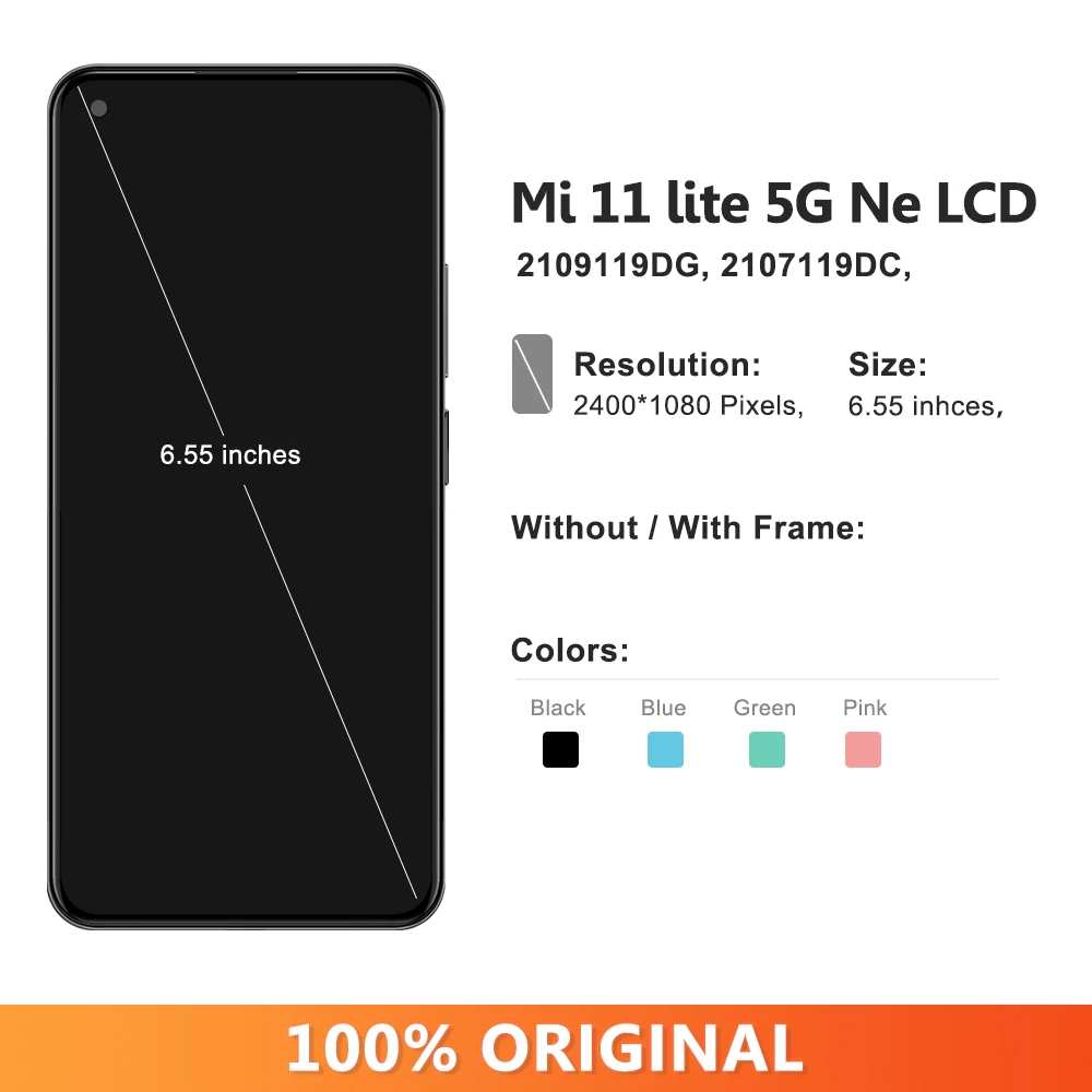 Screen For Xiaomi Mi 11 Lite NE LCD Display Touch Screen Digitizer Assembly Replacement For Mi 11 Lite 5G NE 2109119DG Display