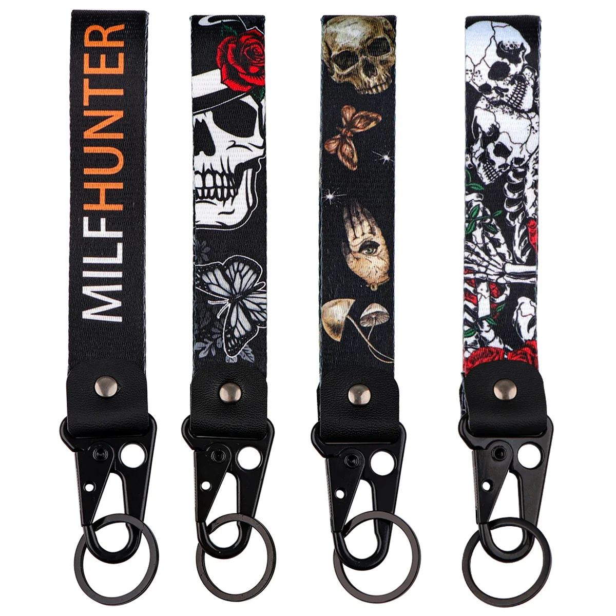 Schädel Cartoon Handgelenk Schlüssel bund Schlüssel anhänger Zitat Lanyard Tags Schlüssel gurt