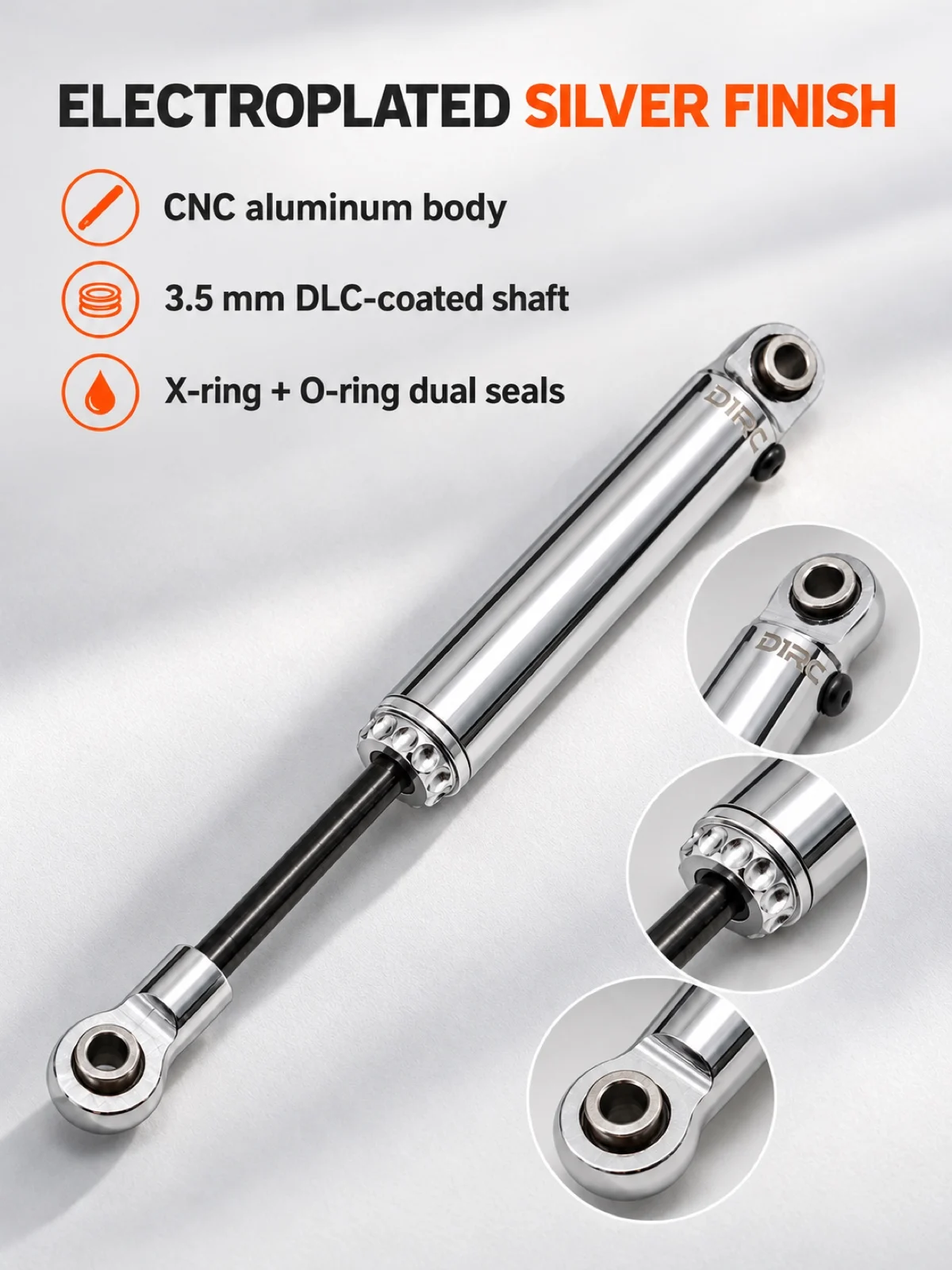 D1RC CNC Aluminum Shock Absorbers for 1/10 RC Crawler, 4 Pcs OP Damper Set, Adjustable 100/110/120 mm, Ceramic & DLC Coated