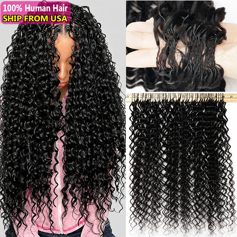 Deep Curly Crochet Human Hair Miracle Knots Feathered Burmese Curly Crochet Hair 16 18 20 Inch Natural Black Color 100% Human Hair Pre-Separated Crochet Braids Curly Wave Hair Extensions Reusable Long Lasting Soft Human Boho Braiding Hair For Black Women