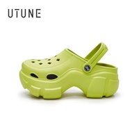 UTUNE Women Thick sole hole Sandals Summer Platform slip-ons Shoes Beach Outside EVA Slides Slippers Men Soft Non-slip Indoor