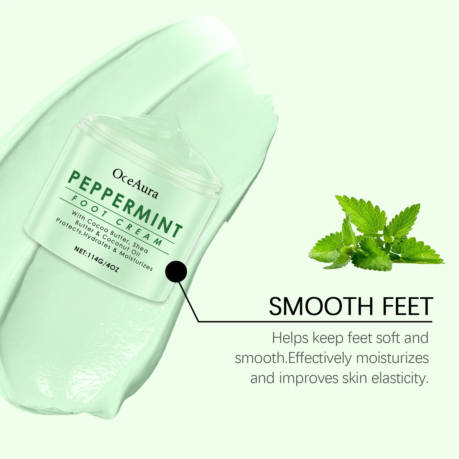 Oceaura Mint Foot Cream Daily Hydrating Reduce Roughness Remove Dead Skin Nourishing Relief Discomfort Foot Exfoliating Cream