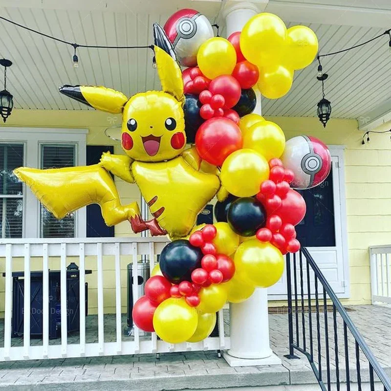 1set Cartoon Pokemon Große Pikachu Thema Folien Ballons Set Kinder Geburtstag Baby Shower Party Dekoration Lieferungen