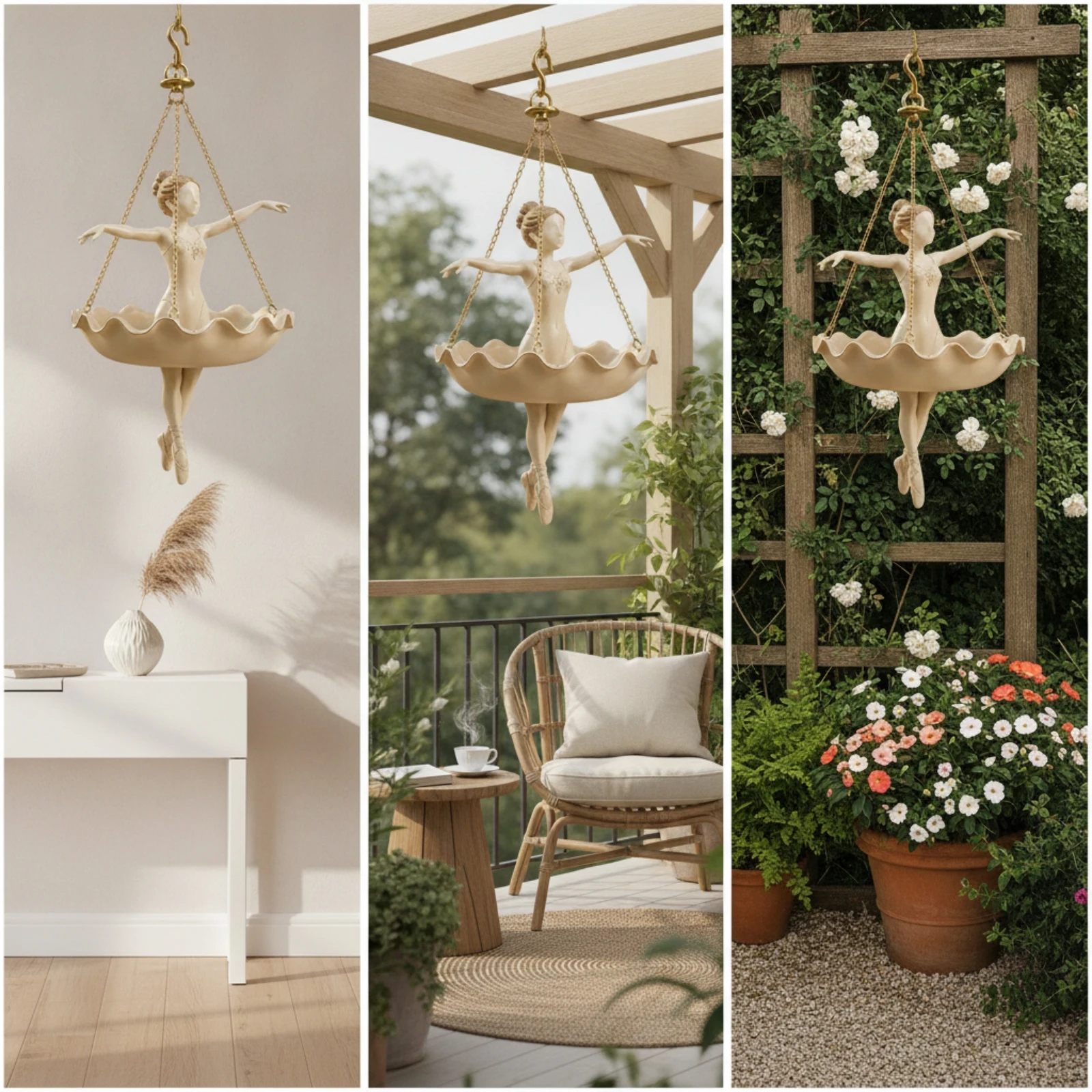 Ballet Dancer Hanging Planter Graceful Ballerina Planter Artistic Ballerina Statue Flower Pot for Art Lovers, Gardeners,Balcony