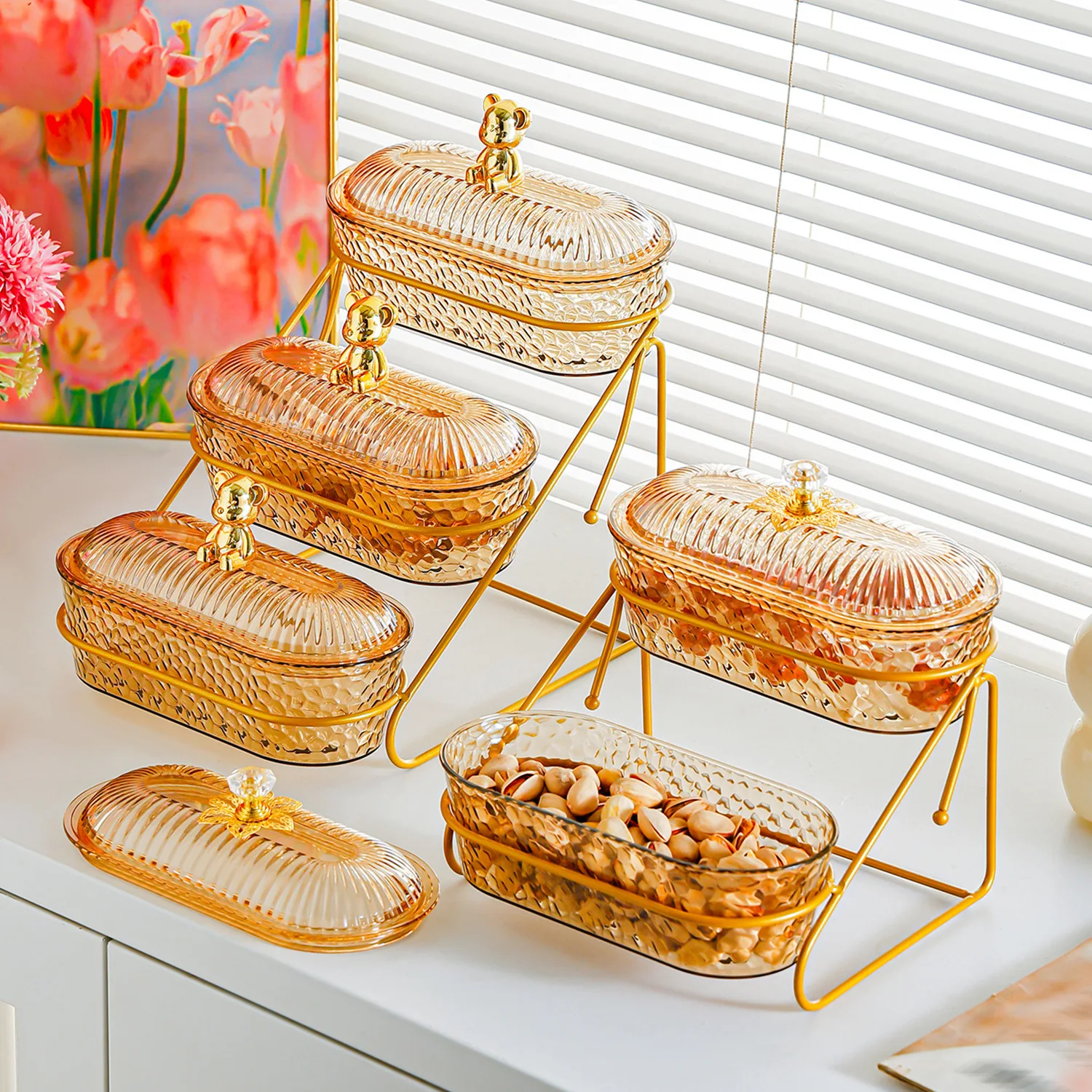 Cupcake Stand Tier - 2段オーバル型キャンディディッシュビュッフェサーバーフルーツボウルスナック収納トレイカップケーキディスプレイ トレイ キッチンカウンターセンターピース用