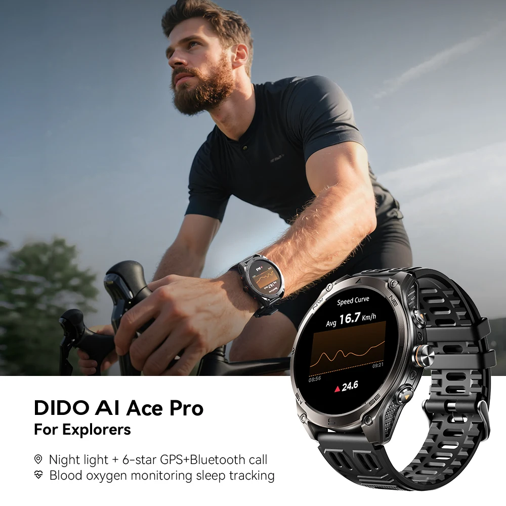 

Dido AI Ace Pro Watch Smartwatch Bluetooth Call 1.75" AMOLED IP68 Waterproof Heart Rate Sleep Monitor 100+ Sport Modes GPS Watch