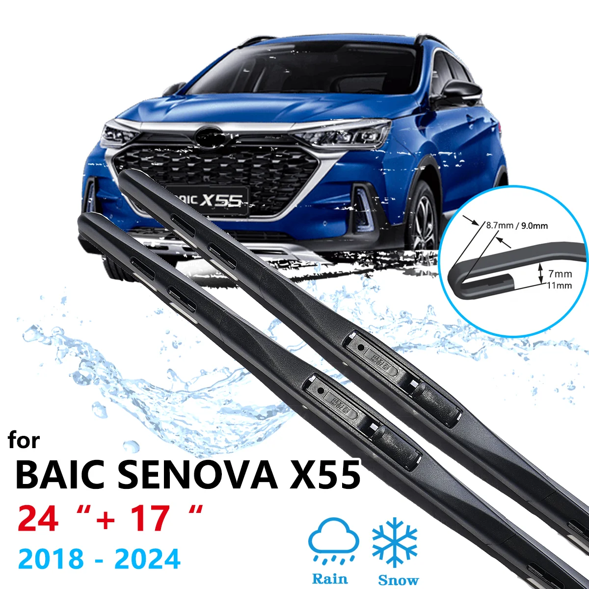 For BAIC Senova X55 2018 2019 2020 2021 2022 2023 2024 Front Wiper Blades Brushes Windscreen Windshield Cleaning Auto Accessorie