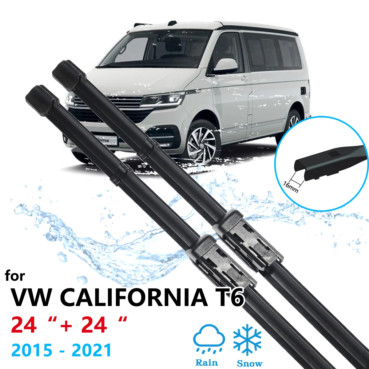 For Volkswagen VW California T6 2015~2021 Front Rear Wipers Blade Window Brushes Cleaning Window Brushes Windscreen Accessories