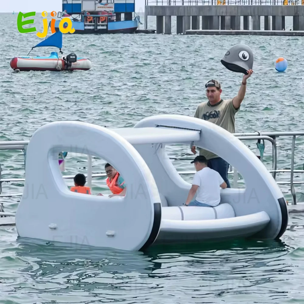 Stock E-Catamaran Party Lounge ELECTRICAT Sun-powered Fun Powered Catamaran Cruising Pontoon Foldable Solar House Boat FOr Lake
