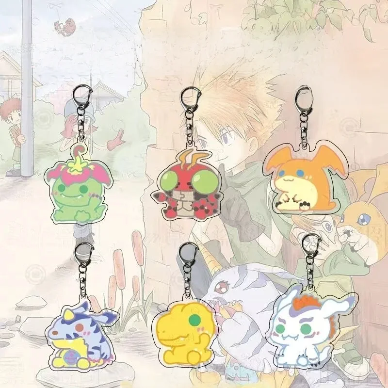 Digimon Agumon Gabumon Animation périphérique acrylique porte-clés étudiant sac d'école accessoires mignon Couple pendentif cadeau en gros