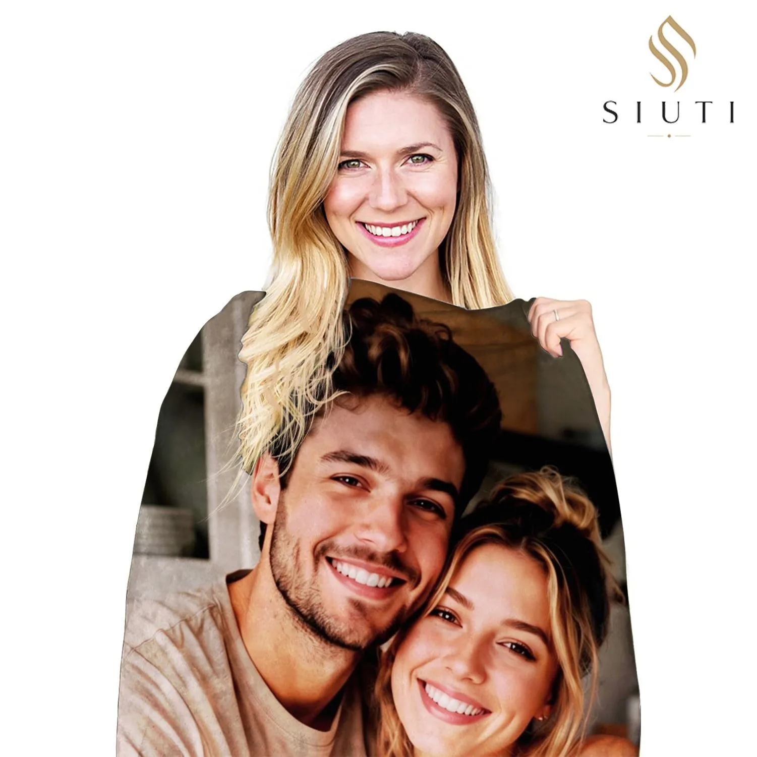 1 customized photo printed blanket, personalized couple portrait blanket,suitable for sofas, travel, camping, holiday