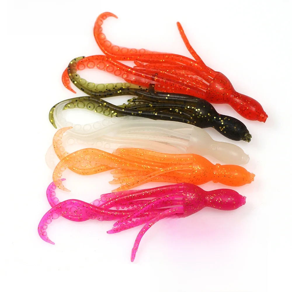 ELLLV 5 pièces 10 cm/4g poulpe calmar appât Fluo eau salée vivaneau pêche leurre souple TPR matériel Kabura Pesca Wobbler matériel de pêche