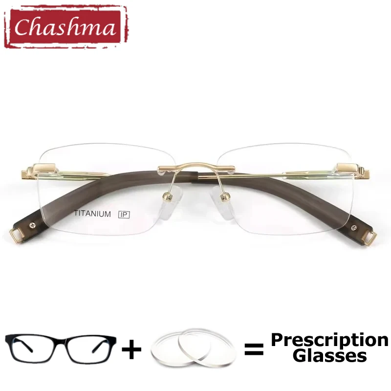 

Chashma Rimless Eyeglasses Receipt Progressive Lenses Men Optical Eyewear Customize Prescription Glasses Multifocal Spectacle