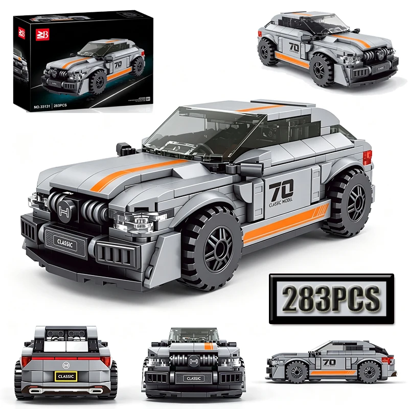 Creative Racing MOC Building Block Set Multi-Style DIY Assembly Car in Green Gray Yellow Blue Black Ideal Home Decoration