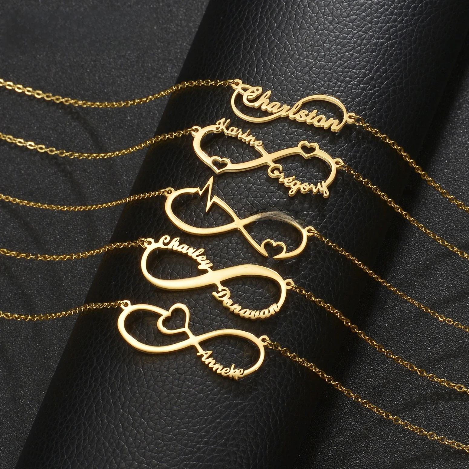 NONE Atoztide – collier personnalisé avec nom infini pour femmes, pendentif clavicule en acier inoxydable, chaîne à maillons, bijoux cadeau d'anniversaire 3