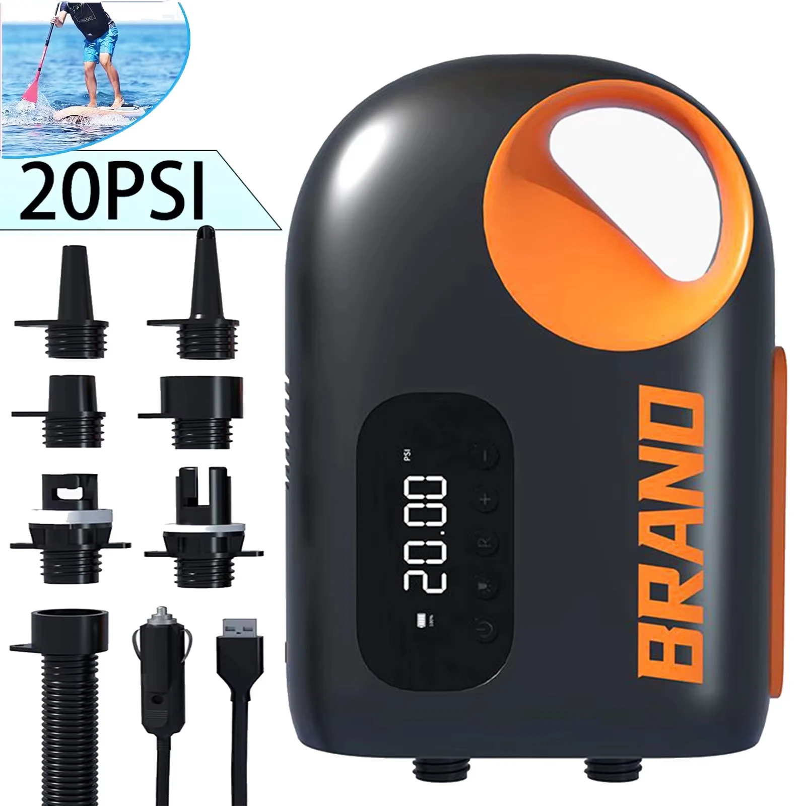 Bomba de aire inteligente portátil de 20 PSI, inflador de aire inflable eléctrico para surf, tabla de Paddle, barco, Kayak