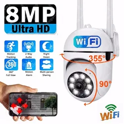 Telecamera IP Smart Home Telecamera per bambini di sicurezza WIFI da 8 MP Wireless con rilevamento del movimento Monitoraggio automatico Sorveglianza per visione notturna a colori