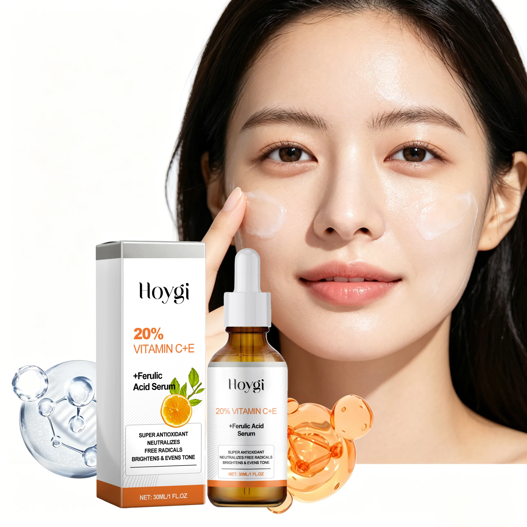 30ML Vitamin C+E Face Serum Deep Moisturizing Improve Skin Texture Enhance Smoothness Nourishing Pores Anti-oxidant Non-greasy Face Serum