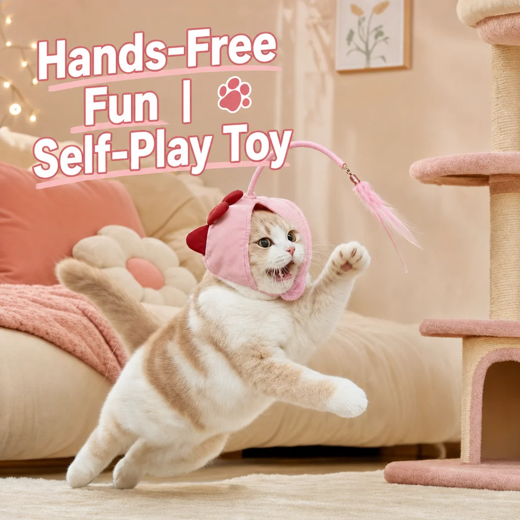 Cat Toy Stick with Head Cover and Long Handle description 1