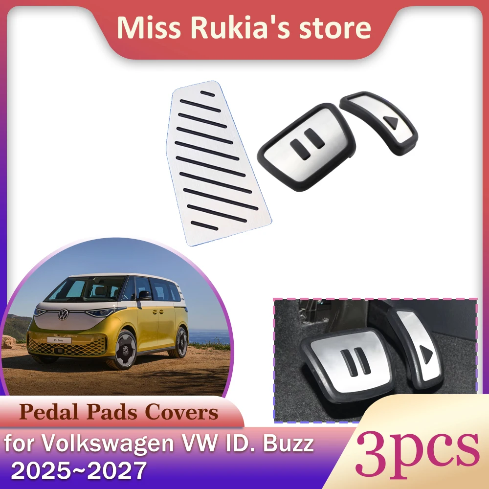 Car Pedal for Volkswagen VW ID. Buzz Cargo 2025~2027 Rest AT Stainless Steel Anti-Slip Fuel Brake Footres Pad Cover Accessories