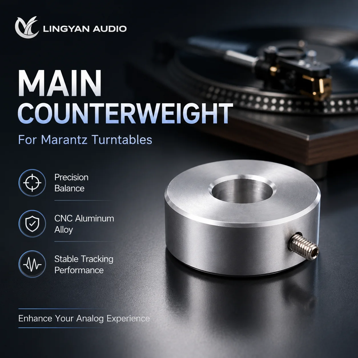 40gTonearm Counterweight for Marantz Turntable 28mm Outer 11.2mm Inner Diameter CNC Metal Balance Weight for Vinyl Record Player