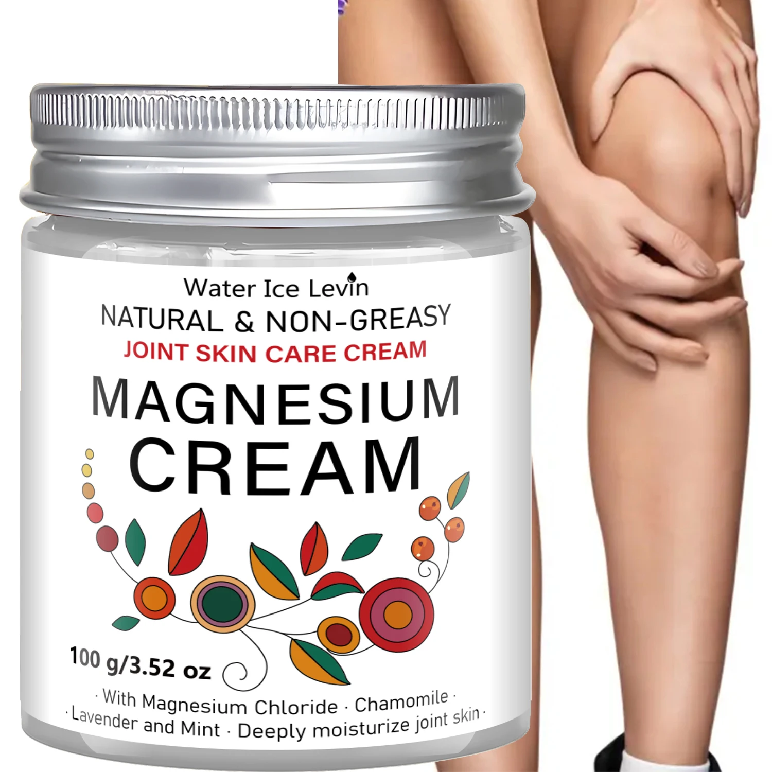 Non‑Greasy Magnesium Skin Care Cream With Chamomile Lavender Mint Gentle Deep Moisturizing Cream for Joint and Full Body Daily
