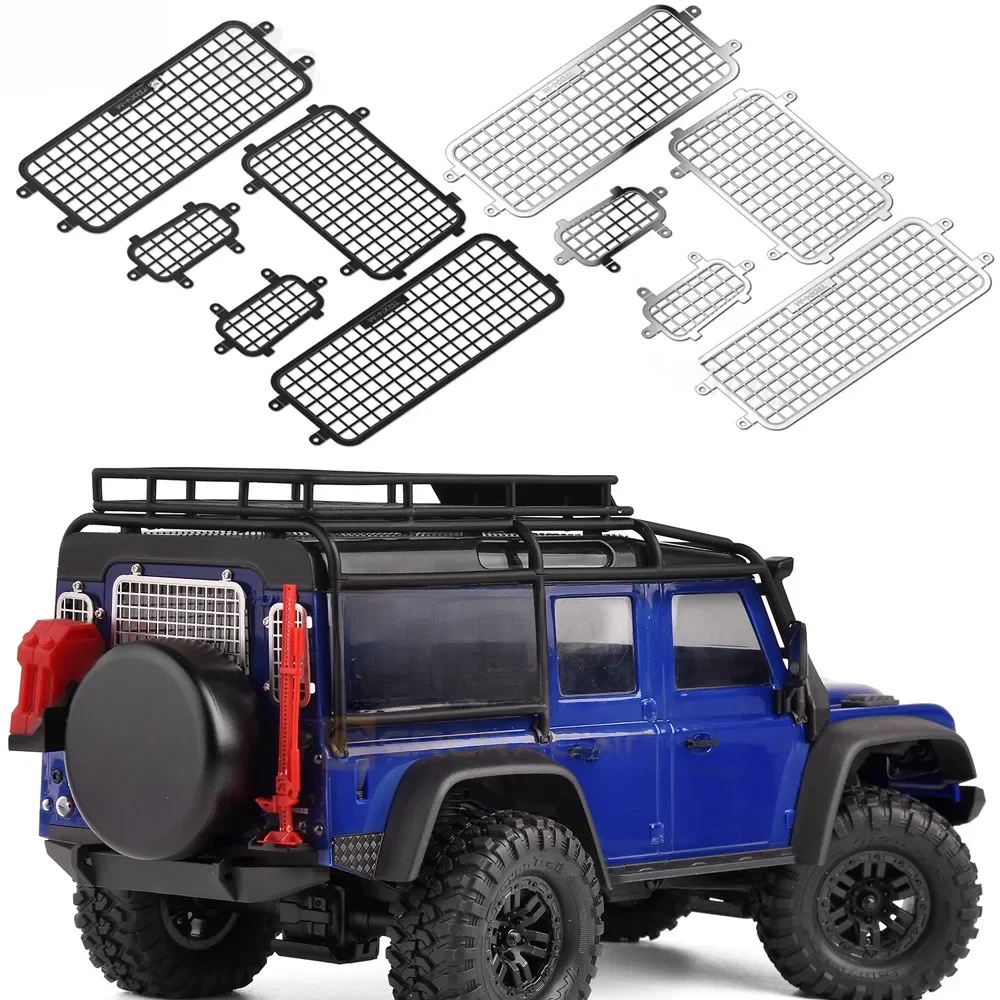 Stereoskopisches Fenster-Antikollisionsnetz aus Edelstahl und Metall für Seitenfenster + Heckscheibennetz für 1/18 Traxxas Trx-4m Defender Trx4m