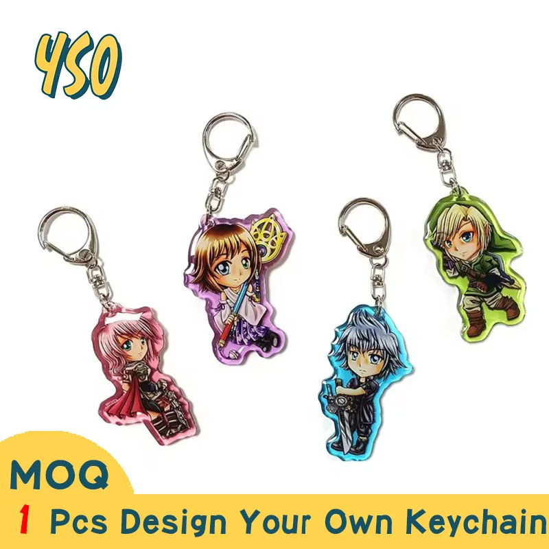 YSO CNC Diamond Cut Wholesale Acrylic Custom Keychain Cute Anime Best High Quality Colorful Charms