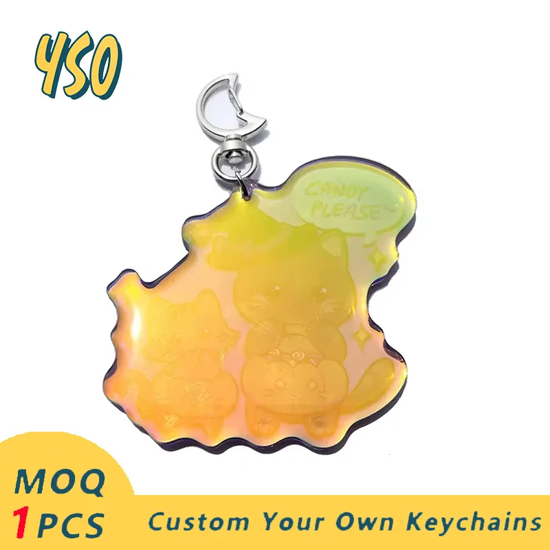 YSO CNC Diamond Cut Custom 3D Acrylic Keychain Rainbow Charms