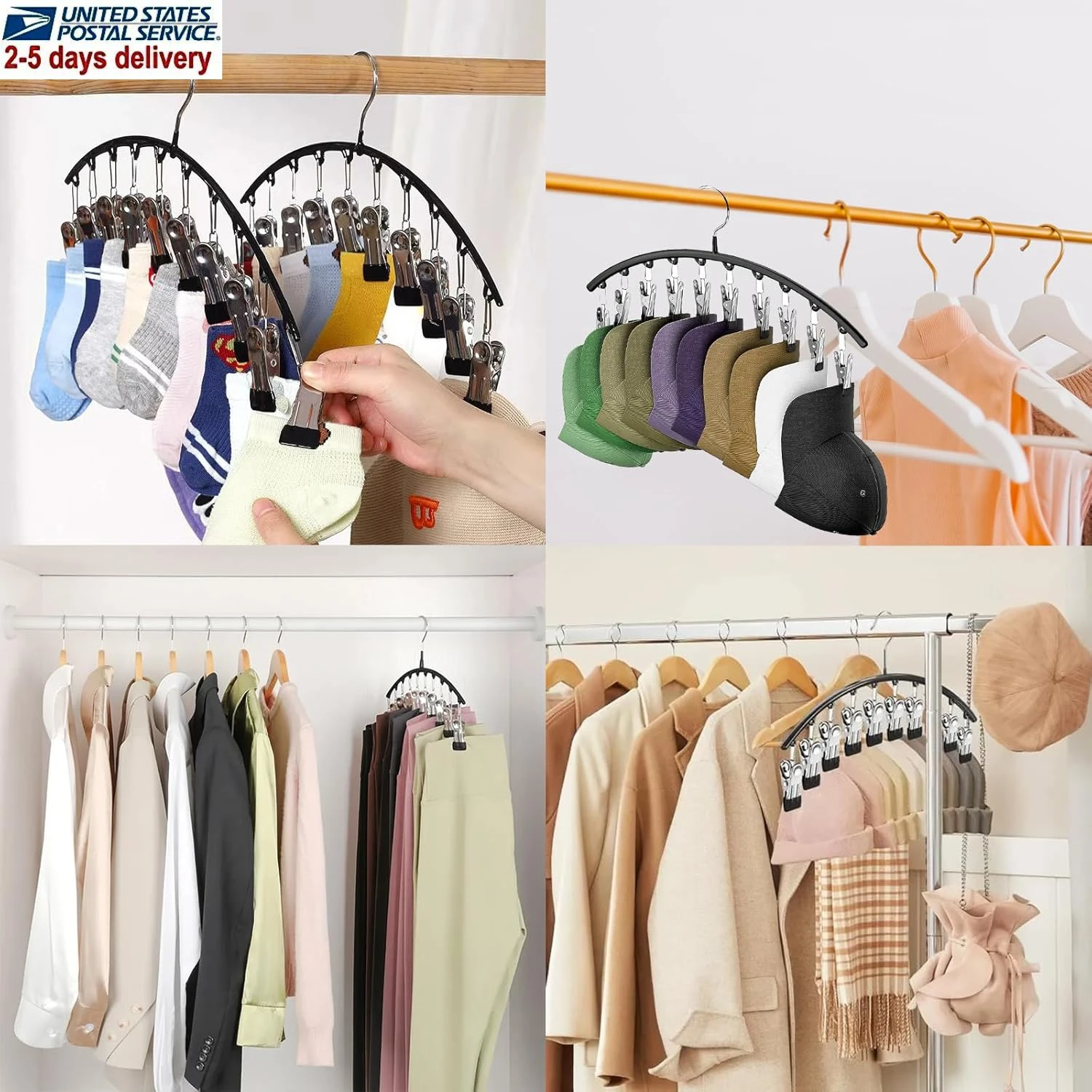 1pcs ten buckle multi clip hangers, narrow and space saving, universal storage rack for household wardrobe clothes and bags